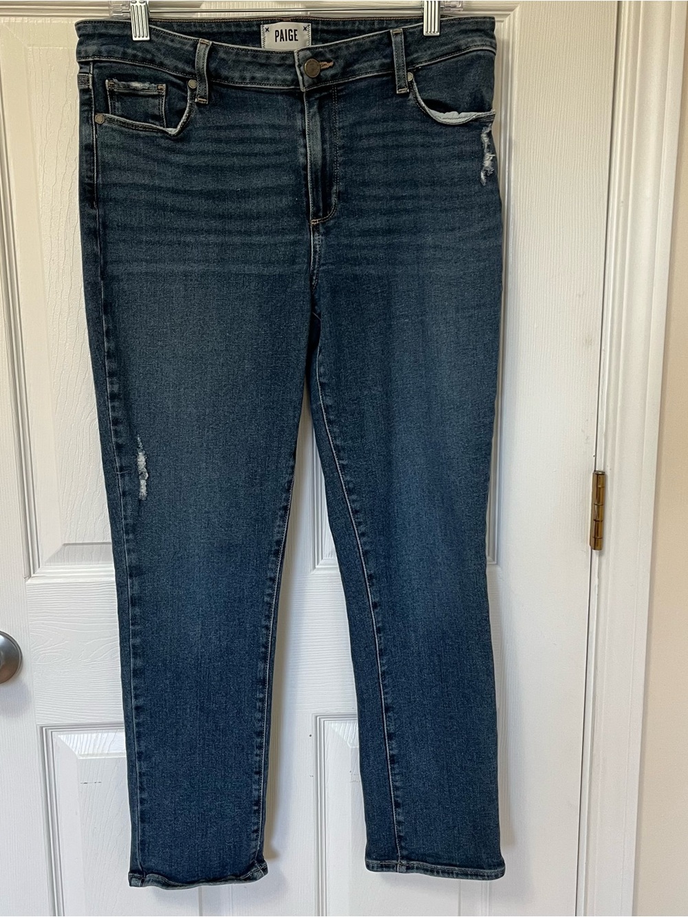 Paige Brigitte Jeans Womens 30 Blue Slim Boyfriend Merley Destructed Stretch